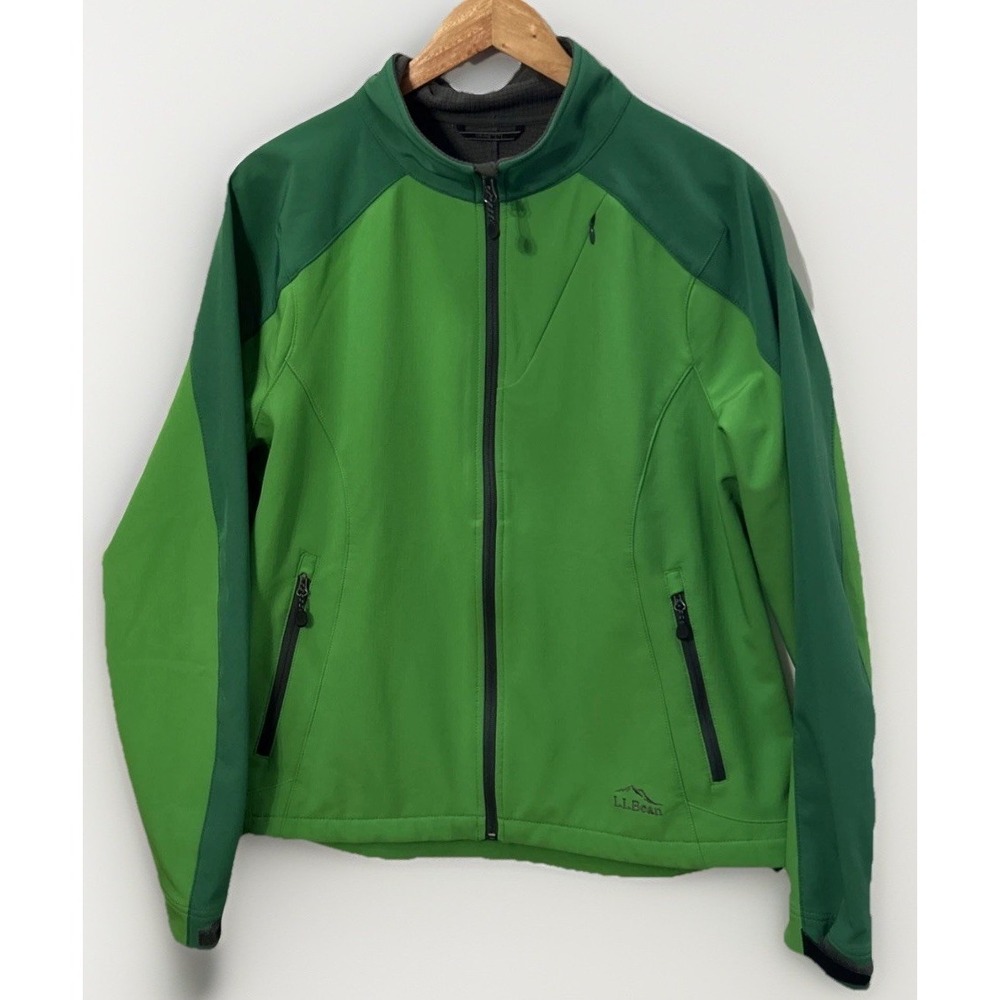 Women's LL Bean Softshell Jacket Sz XL Zip Pockets Wind And Rain Lined